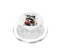 Love You More Raccoon Holding a Heart Womens Cute Valentine PopSockets PopGrip para MagSafe