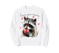 Love You More Raccoon Holding a Heart Womens Cute Valentine Sudadera