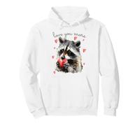 Love You More Raccoon Holding a Heart Womens Cute Valentine Sudadera con Capucha