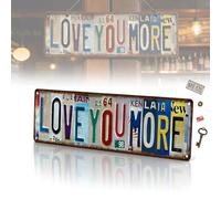 Love You More Wall Decor - 16" x 4" Love You More License Plate, Vintage Metal Wall Art for Bedroom, Living Room, or Bar - Perfect Romantic Gift for Home Decor (1pc)