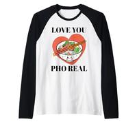 Love You Pho Real Romántico Juego de Palabras Kawaii Lindo Noddle Vietnamita Camiseta Manga Raglan