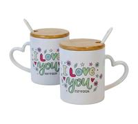 Love You - Taza de café para parejas, taza de cerámica romántica de 12 onzas, regalo de aniversario de boda, compromiso para recién casados, regalo para esposa y señor y marido, regalo para ella, día