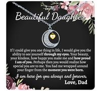 Love You This Much Collar sentimental de padre a hija, plata de ley 925, regalo de papá a hija para adultos, Plata esterlina, Circonia cúbica