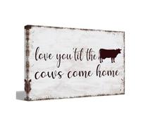 Love You Till The Cows Come Home Farmhouse Wall-Art Decor Cow Canvas Print For Home Bedroom Bathroom Kitchen Country Gift(Framed,16x24inch(40x60cm))