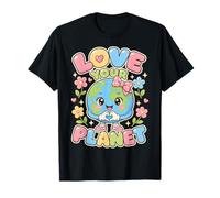Love Your Planet - Globo Sonriente gráfico de Personajes de Tierra Camiseta