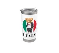 Love Yourself Cool Illustration Teddy Bear With Italy Flag Vaso térmico de acero inoxidable de doble pared