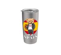 Love Yourself, Cool Illustration Teddy Bear With Spain Flag Vaso térmico de acero inoxidable de doble pared