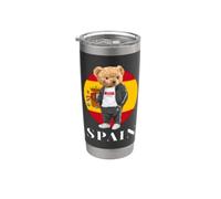 Love Yourself, Cool Illustration Teddy Bear With Spain Flag Vaso térmico de acero inoxidable de doble pared
