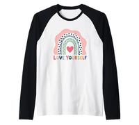 Love Yourself Heart Rainbow Mensaje Positivo Camiseta Manga Raglan