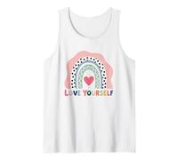 Love Yourself Heart Rainbow Mensaje Positivo Camiseta sin Mangas