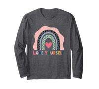 Love Yourself Heart Rainbow Mensaje Positivo Manga Larga