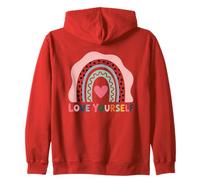 Love Yourself Heart Rainbow Mensaje Positivo Sudadera con Capucha