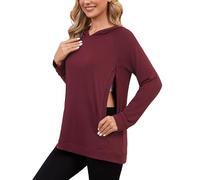 Love2Mi - Sudadera con capucha para lactancia para mujer con cremallera invisible, sudadera para el embarazo, de manga larga, sudadera para lactancia para el embarazo y la lactancia, M