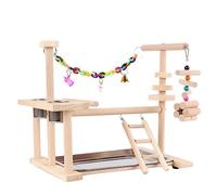 Lovebirds - Jaula de loros con soporte de puente, columpio de madera, juguete de entrenamiento para mascotas y pájaros