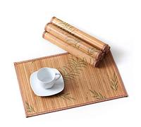 LOVECASA Manteles Individuales Bambu Lavables 6 Piezas 45x30 cm - Salvamanteles Bambu Rectangular Antideslizante Enrollable Resistente al Calor para Mesa