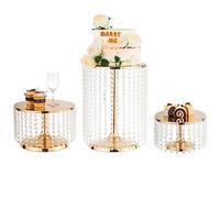 LoveCat Juego de Soportes para Tartas de Boda - 3 Piezas de Metal Redondo y Acrílico para Fiestas, Cumpleaños, Banquetes, Aniversarios, Navidad, Té y Postres