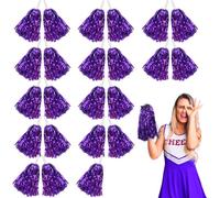 Lovecheer 24 pompones morados para animadoras con asa para baloncesto, hockey, eventos deportivos, Halloween, cumpleaños, fiesta de Navidad