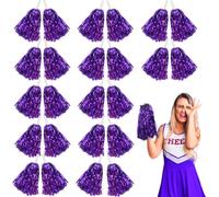 Lovecheer 24 pompones morados para animadoras con asa para baloncesto, hockey, eventos deportivos, Halloween, cumpleaños, fiesta de Navidad