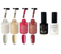 LoveCrazy 4pcs Kit De Colores 61-64 Esmaltes en Gel Manicura Francesa Uñas de Gel Esmalte Semipermanente Color Gel UV LED Manicura Arte