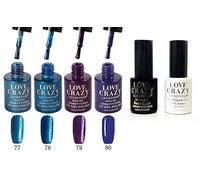 LoveCrazy 4pcs Kit De Colores 77-80 Esmaltes en Gel Manicura Francesa Uñas de Gel Esmalte Semipermanente Color Gel UV LED Manicura Arte
