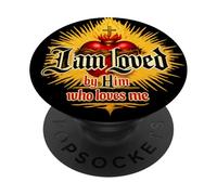 Loved by Him Cita Cristiana Religiosa corazón Jesús Amor PopSockets PopGrip Adhesivo