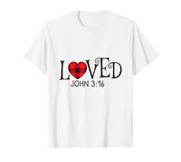 Loved John 3:16 Red Plaid Heart Christian Valentines Love Camiseta