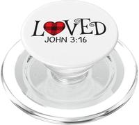 Loved John 3:16 Red Plaid Heart Christian Valentines Love PopSockets PopGrip para MagSafe