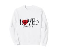 Loved John 3:16 Red Plaid Heart Christian Valentines Love Sudadera