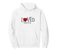 Loved John 3:16 Red Plaid Heart Christian Valentines Love Sudadera con Capucha