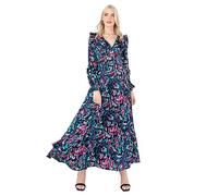Lovedrobe Women's Ladies Maxi Dress V-Neckline Puffed Long Sleeve Frill A-Line Wedding Guest Prom Party Evening Occasion Cocktail, Vestido,