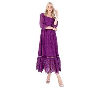 Lovedrobe Women's Midaxi Dress Ladies Lace Square Neckline Long Sleeve High Waist Empire A-Line for Wedding Guest Evening Occasion Vestido, Morado (, 54 para Mujer