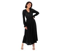 Lovedrobe Women's Midaxi Dress Ladies Wrap V-Neck Long Sleeve Ruffle Cuff A-Line Plissé Evening Occasion Wedding Guest Vestido, Negro, 38 Mujeres