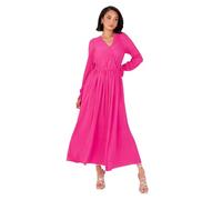 Lovedrobe Women's Midaxi Dress Ladies Wrap V-Neck Long Sleeve Ruffle Cuff A-Line Plissé Evening Occasion Wedding Guest Vestido, Rosa Fucsia, 50 para Mujer