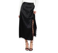 Lovedrobe Women's Midaxi Skirt Ladies Satin Lace Trim Split Hemline Polka Dot Spot Print A-Line Occasion Evening Party Cocktail Falda, Negro, 38 para Mujer