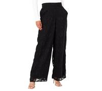 Lovedrobe Women's Palazzo Trousers Ladies Wide Leg Pants Floral Print Chiffon Bottoms Smart Casual Party Office Wear, Negro 46