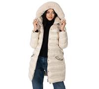 Lovedrobe Women's Winter Jacket Ladies Coat Quilted Puffa Padded Belted Pockets with Faux Fur Trim Puffer Outerwear Abrigo, Stone, 42 para Mujer