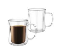 LoveFirst 2x350ml Tazas de Café Doble Pared de Cristal con Asa, Efecto de Levitación,Taza de Vidrio Borosilicato Aislantes Transparente para Té,Cerveza,Leche,Cappuccino,Latte,Macchiato, Jugo, Agua