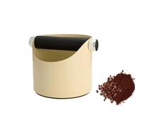 LoveFirst Caja para Posos de Café, Acero de Gran Capacidad Coffee Knock Box con Barra de Golpe de Metal Extraíble y Base Antideslizant, Cuerpo Resistente y Estable, Fácil de Limpiar（Caqui）