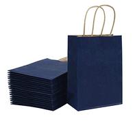 Loveinside 15X8X21 cm Bolsas de Papel Bolsas de Regalo Pequeñas Kraft Azul Oscuro a Granel con Asas para Cumpleaños, Boda y Fiesta Favores 25Pieza/Juego