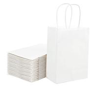 Loveinside 15X8X21 cm Bolsas de Papel Pequeñas Bolsas de Regalo Blancas Kraft a Granel con Asas para Cumpleaños, Boda y Fiesta Favores 25Pieza/Juego