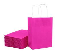 Loveinside 15X8X21 cm Bolsas de Papel Pequeñas Bolsas de Regalo Rosa Kraft a Granel con Asas para Cumpleaños, Boda y Fiesta Favores 25Pieza/Juego