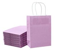 Loveinside 21X11X27 cm Bolsas de Papel Bolsas de Regalo Moradas Kraft Medianas a Granel con Asas para Cumpleaños, Boda y Fiesta Favores 25Pieza/Juego