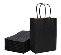 Loveinside 33 X 25,4 X 12,7 cm Bolsas de Papel Kraft Bolsas de Regalo Negras a Granel con Asas para Cumpleaños, Boda y Fiesta Favores 25Pieza/Juego