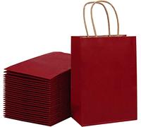 Loveinside 33 X 25,4 X 12,7 cm Bolsas de Papel Kraft Bolsas de Regalo Rojas a Granel con Asas para Cumpleaños, Boda y Fiesta Favores 25Pieza/Juego