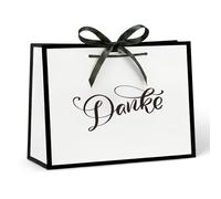 Loveinside Bolsa de Regalo Kraft con Eslogan de “Thank You” en Alemán y Patrones de “DANKE” Adecuada para Regalos de Cumpleaños, Recuerdos de Fiestas, Embalaje de Souvenirs - 33x25,4x12,7cm