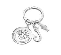 Lovejewellery Llavero con Arbol de La Vida Personalizado llavero con 1~5 Nombres Grabado Personalizados llaveros con Colgante Corazón de árbol Joyería Familiar Regalo para Hombre Mujere