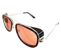 LoveLegis Gafas de sol iron man - steampunk - tony stark - retro - hombre - unisex - montura plateada - lente roja