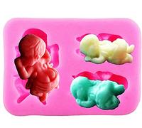 LoveLegis Molde de silicona para 3 niños con pañal - bebés - pasta de azúcar - fondants - tortas - panqueques - muffins - decoraciones - uso de alimentos - cocina y cumpleaños