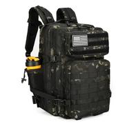 Lovelinks21, Mochila táctica de asalto con sistema de fijación modular Molle, mochila impermeable de 45 litros para 3 días, Camo Negro, L, Mochila