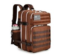 Lovelinks21, Mochila táctica de asalto con sistema de fijación modular Molle, mochila impermeable de 45 litros para 3 días, Marrón oscuro, L, Mochila